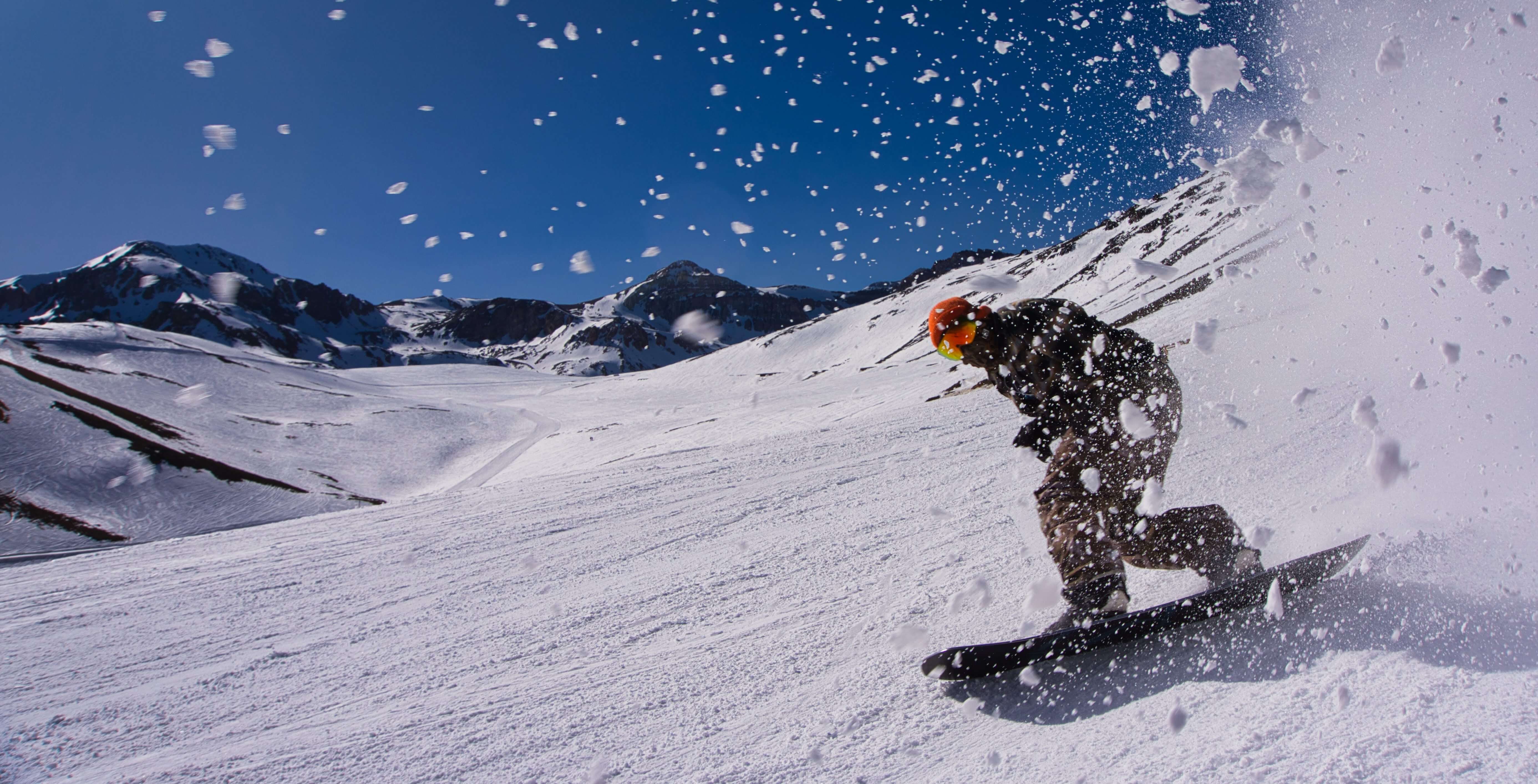 Cool freeride snowboarder